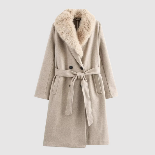 Sophie - Manteau Femme | Élégant manteau en laine avec capuche et poches pratiques